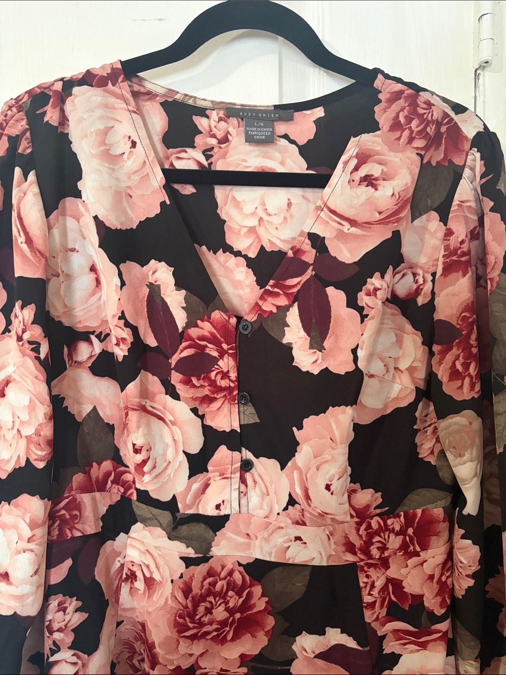 Suzy Shier Floral V-Neck Long Sleeve Maxi Dress - Picture 3 of 5